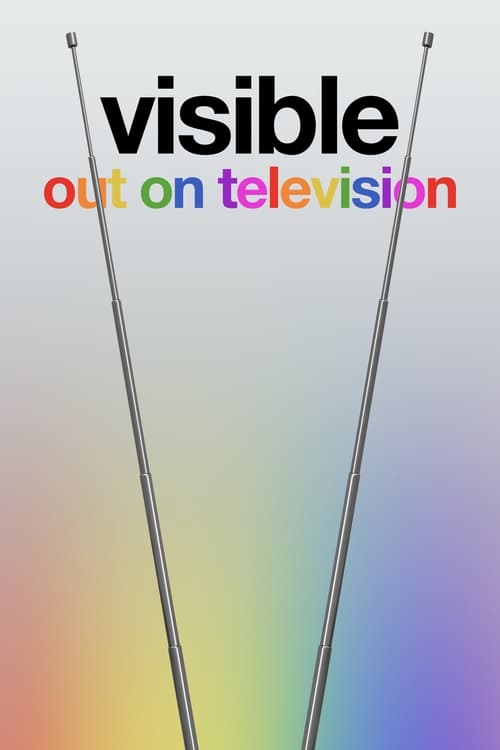 The poster features a minimalist design with two thin, metallic poles against a vibrant, gradient background. The text "visible out on television" is displayed in bold, colorful letters, emphasizing the show's focus on everyday life and social interactions. The overall mood is modern and engaging...