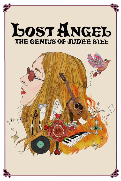 The poster features a woman with long blonde hair and red glasses, surrounded by musical instruments and colorful objects. The warm tones and artistic style evoke a nostalgic, dreamy mood, capturing the essence of a musical genius.