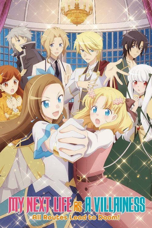 The poster features a vibrant anime-style illustration of a group of diverse characters in a dramatic, magical setting. The central figure, a blonde girl with a determined expression, is the focus, surrounded by other characters in various poses and expressions. The background is filled with rich...