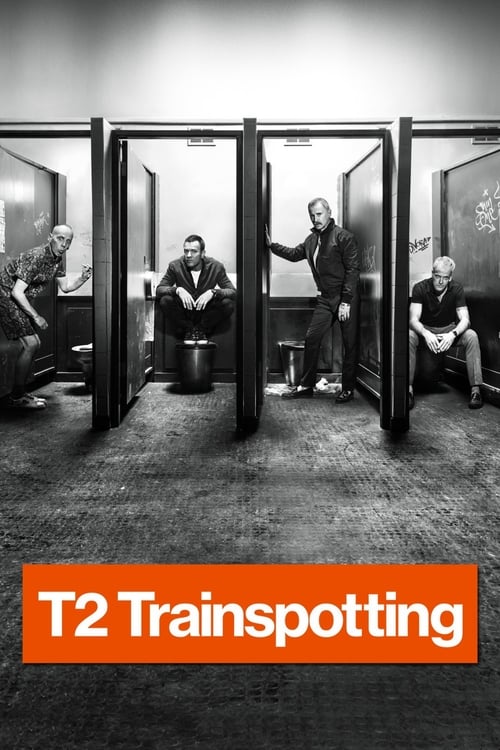 A gritty black-and-white train station scene featuring four men in prison cells, each with a unique expression and posture. The stark lighting and monochrome palette evoke a noir atmosphere, while the orange banner at the bottom emphasizes the film's title.