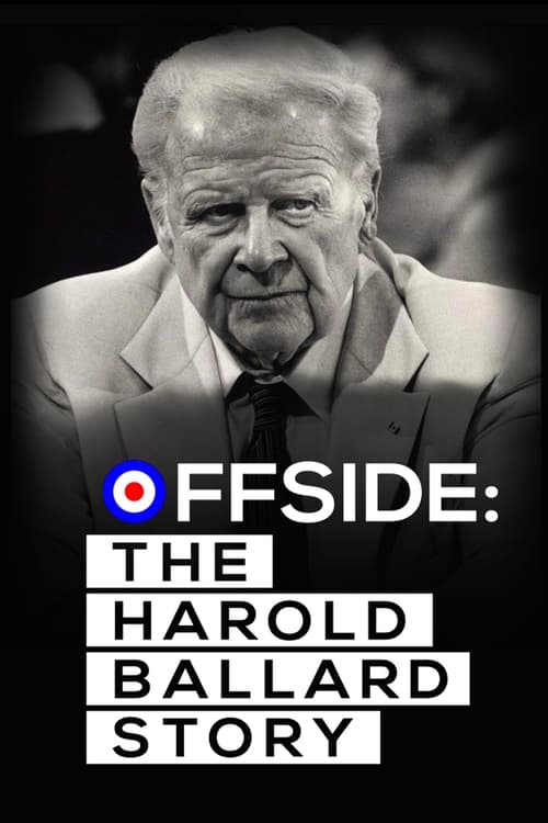 The poster features a black-and-white portrait of Harold Ballard, exuding a serious and contemplative mood. Bold text overlays the image, emphasizing the documentary's focus on his life. The composition suggests a historical narrative, capturing the essence of the film's exploration of his journey.