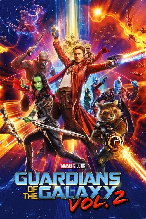 The poster features a dynamic scene with four characters in action poses against a vibrant cosmic backdrop. Intense colors like fiery oranges, deep purples, and electric blues create an energetic atmosphere. The characters exude confidence and readiness for adventure, capturing the excitement of ...