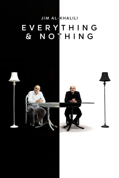 The poster features two men in a split black-and-white scene, one seated on the left and the other on the right, each with a floor lamp beside them. The stark contrast between the two halves creates a dramatic, contemplative mood, suggesting deep introspection or a philosophical debate.