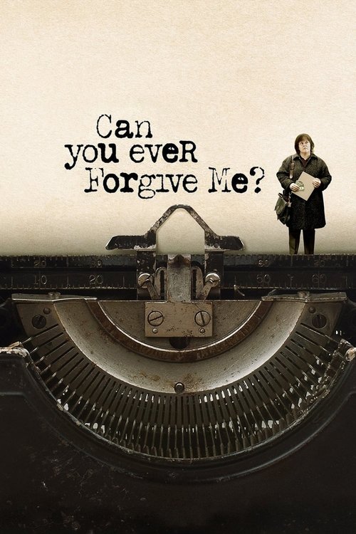 This movie poster features a woman standing beside an old typewriter, evoking themes of regret and reflection. The sepia-toned image and the poignant text convey a somber mood, suggesting a story about forgiveness and the passage of time.