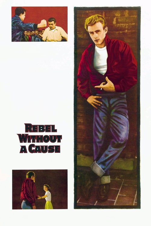 This poster features a young man in a red jacket against a brick wall, exuding confidence. Two smaller images show him interacting with others, suggesting a story of rebellion. The bold text and vibrant colors convey a gritty, dramatic mood.
