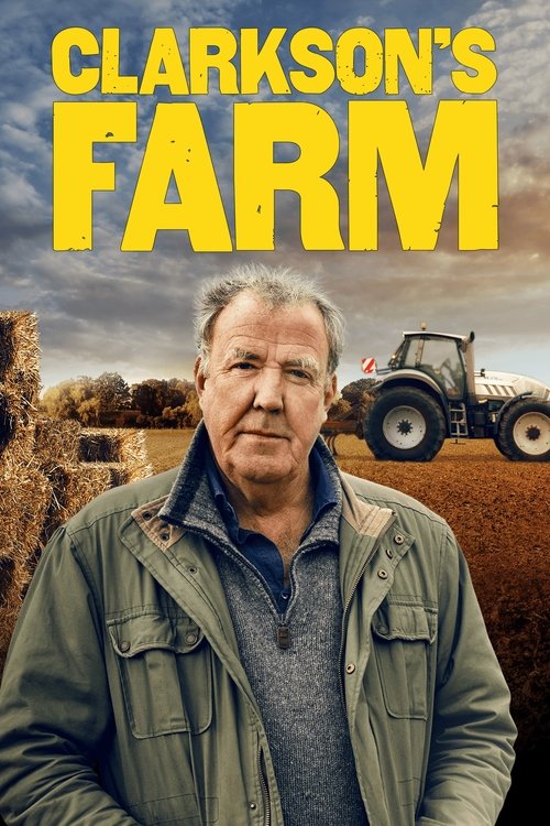 The poster features a weathered farmer with a somber expression, surrounded by golden fields and a tractor in the background. The warm yellow and earthy tones evoke a sense of rural tranquility and nostalgia.