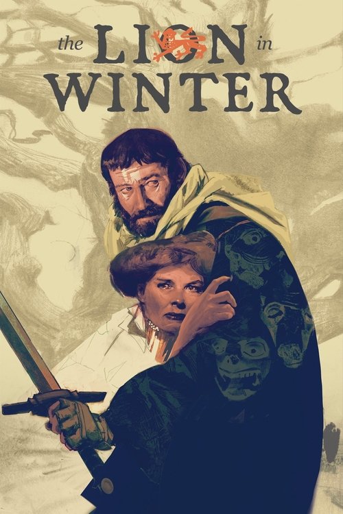 The poster features a dramatic scene with a man in a golden cloak and a woman in a fur hat, both holding swords. The warm, sepia-toned background evokes a sense of mystery and adventure.