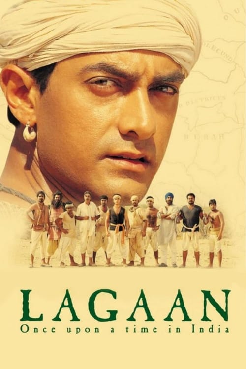 The poster features a close-up of actor Aamir Khan, wearing a traditional turban, with a serious expression. Below him, a group of young men in white and yellow traditional attire stand in formation, evoking a sense of unity and tradition. The background is a warm, golden hue, suggesting a histor...