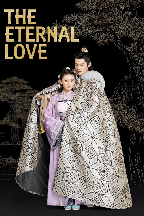 The poster features a couple in traditional Chinese attire, exuding romance and elegance. The warm tones of their clothing contrast beautifully with the dark, moody background, creating an intimate and timeless atmosphere.