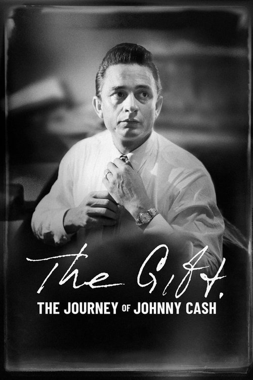The black-and-white poster features a close-up of Johnny Cash in a formal suit, exuding an air of mystery and sophistication. The muted tones of the image evoke a classic, timeless feel, while the elegant script and bold typography emphasize the film's narrative depth.