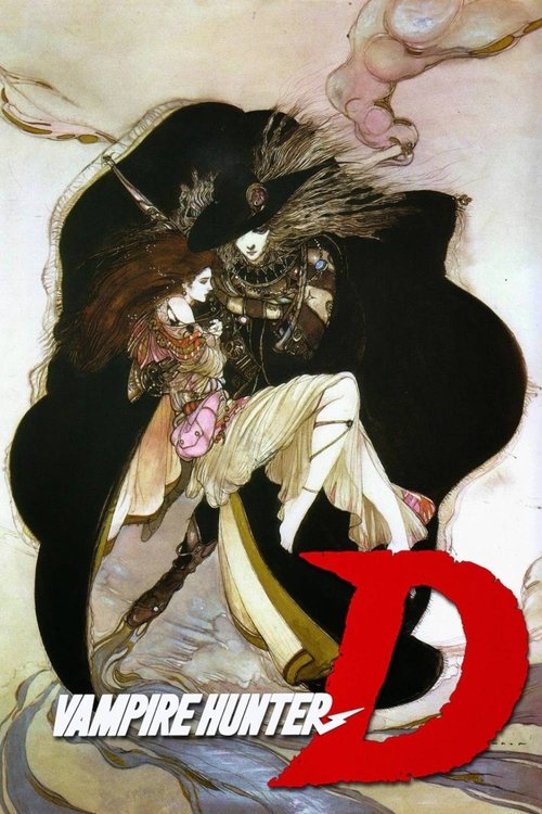 The poster features a dramatic, dark figure with a feathered headdress, set against a swirling, ethereal background. The bold red "D" dominates the lower right, symbolizing the vampire's identity. The overall mood is mysterious and intense, capturing the essence of the film's supernatural horror.