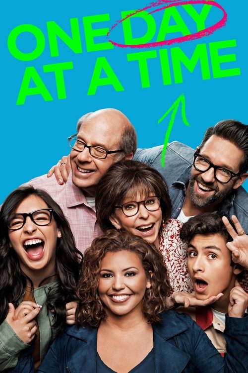 The vibrant poster features a lively group of six characters against a bright green background, exuding a cheerful and energetic mood. The colorful design captures the show's dynamic and fun atmosphere.