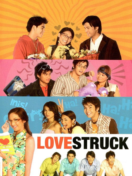 The poster features a vibrant collage of characters from the film, set against a warm, sunburst background. The colors are vivid, with bright yellows, pinks, and purples creating an energetic atmosphere. The mood is playful and nostalgic, capturing the essence of the story's romantic and comedic ...