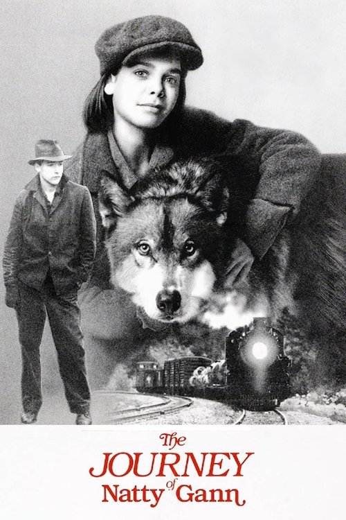 This black-and-white poster features a young girl with a large wolf beside her, exuding a sense of adventure and camaraderie. The title, "The Journey of Natty Gann," is prominently displayed in bold red letters at the bottom, suggesting a classic film with timeless appeal.