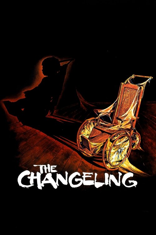 The Changeling poster features a dark, ominous background with a golden, glowing throne-like chair and a shadowy figure in silhouette. The title "The Changeling" is prominently displayed in bold, white lettering at the bottom. The overall mood is mysterious and foreboding, with warm golden tones ...