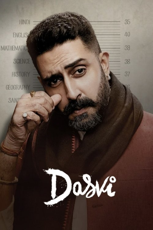 The poster features a rugged man with a beard and intense gaze, wearing a brown jacket against a muted background. The title "Dasvi" is prominently displayed in bold white letters. The overall mood is serious and dramatic, suggesting a thriller or action movie.
