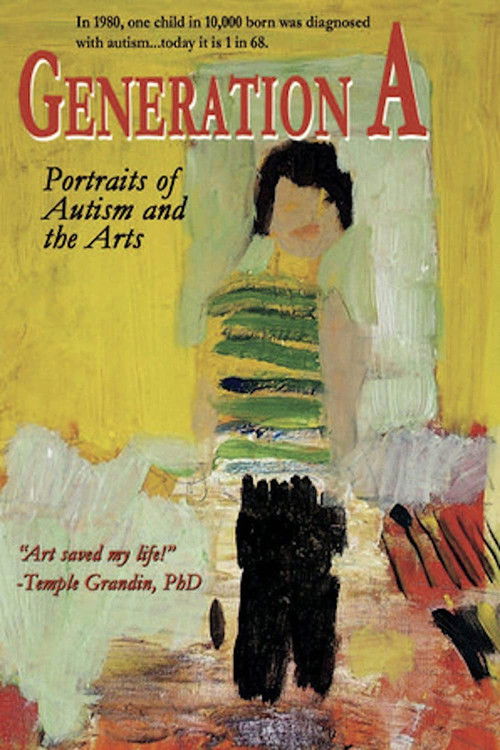 This poster features a young girl in a green dress against a warm, yellow background, evoking a nostalgic and hopeful mood. The text highlights the film's focus on autism and the arts, suggesting a blend of personal storytelling and artistic expression.