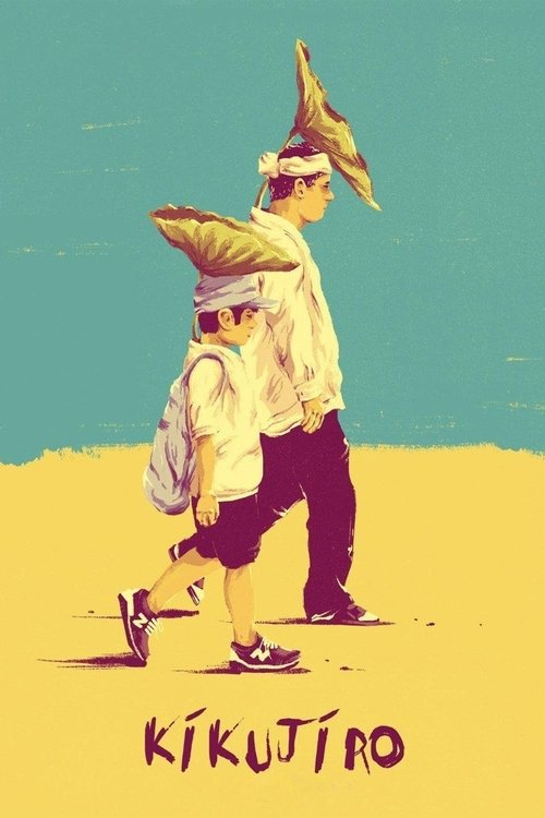 The poster features a stylized, vibrant scene with a young man in a yellow shirt and purple pants walking on a sandy beach. He wears sunglasses and carries a backpack, exuding a carefree, youthful energy. The background is split between a bright turquoise sky and warm yellow sand, creating a chee...