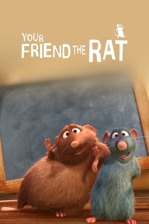 The poster features two animated rats with expressive faces, one brown and one blue, standing on a wooden surface against a warm, inviting background. The playful and friendly mood is conveyed through their cheerful expressions and vibrant colors, suggesting a heartwarming story about friendship.