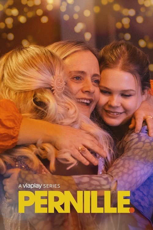The poster features three women hugging warmly, with soft bokeh lights in the background creating a cozy atmosphere. The warm, golden lighting enhances the intimate and joyful mood of the scene.