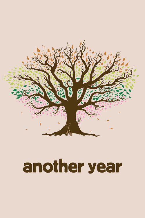 The poster features a stylized tree with vibrant, multi-colored leaves and branches, symbolizing growth and renewal. The warm, earthy tones of the tree contrast with the soft beige background, creating a serene and hopeful atmosphere. The text "another year" at the bottom reinforces the theme of ...