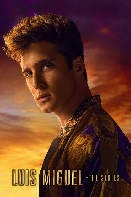 The poster features a young man with tousled hair, wearing a vibrant purple and gold outfit, set against a dramatic sunset sky. The mood is intense and dramatic, suggesting a serious and dramatic narrative.
