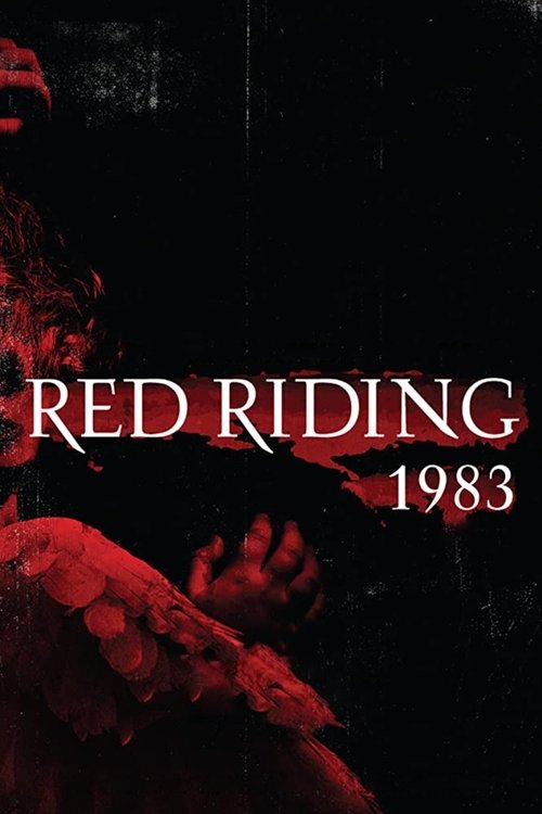 The poster features a dark, ominous background with red-tinted figures of people in motion, suggesting a supernatural or horror theme. The title "RED RIDING 1983" is prominently displayed in bold, white letters, creating a stark contrast against the shadowy backdrop. The overall mood is eerie and...